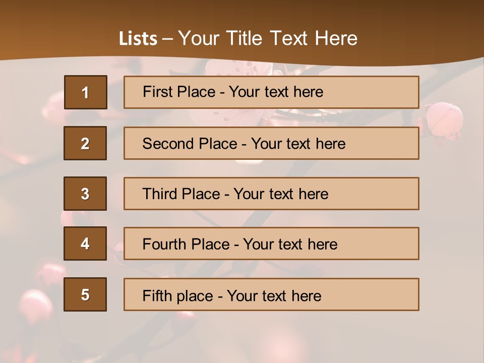A Branch With Pink Flowers On It With A Brown Background PowerPoint Template