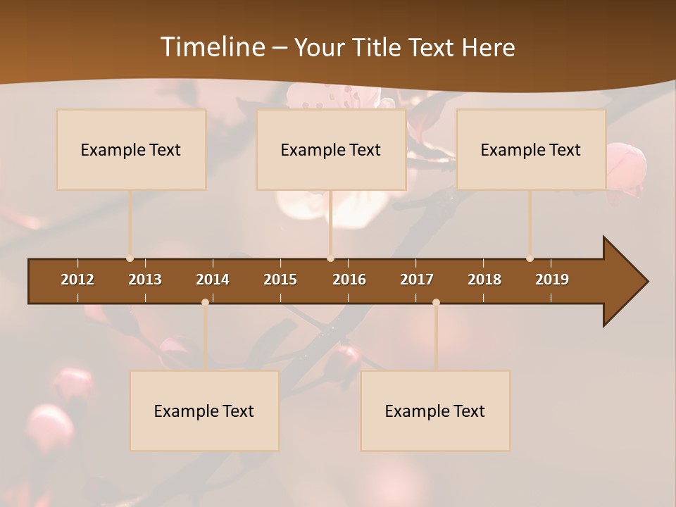 A Branch With Pink Flowers On It With A Brown Background PowerPoint Template