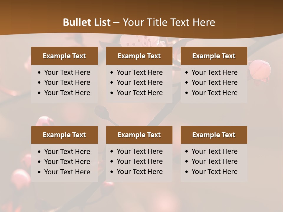 A Branch With Pink Flowers On It With A Brown Background PowerPoint Template