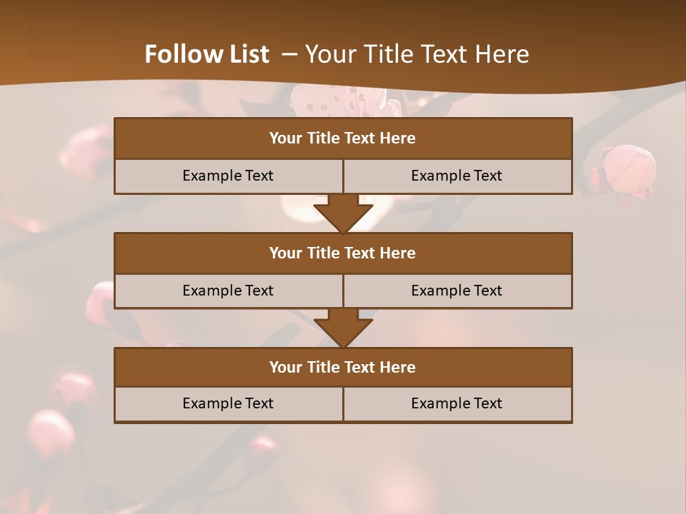 A Branch With Pink Flowers On It With A Brown Background PowerPoint Template