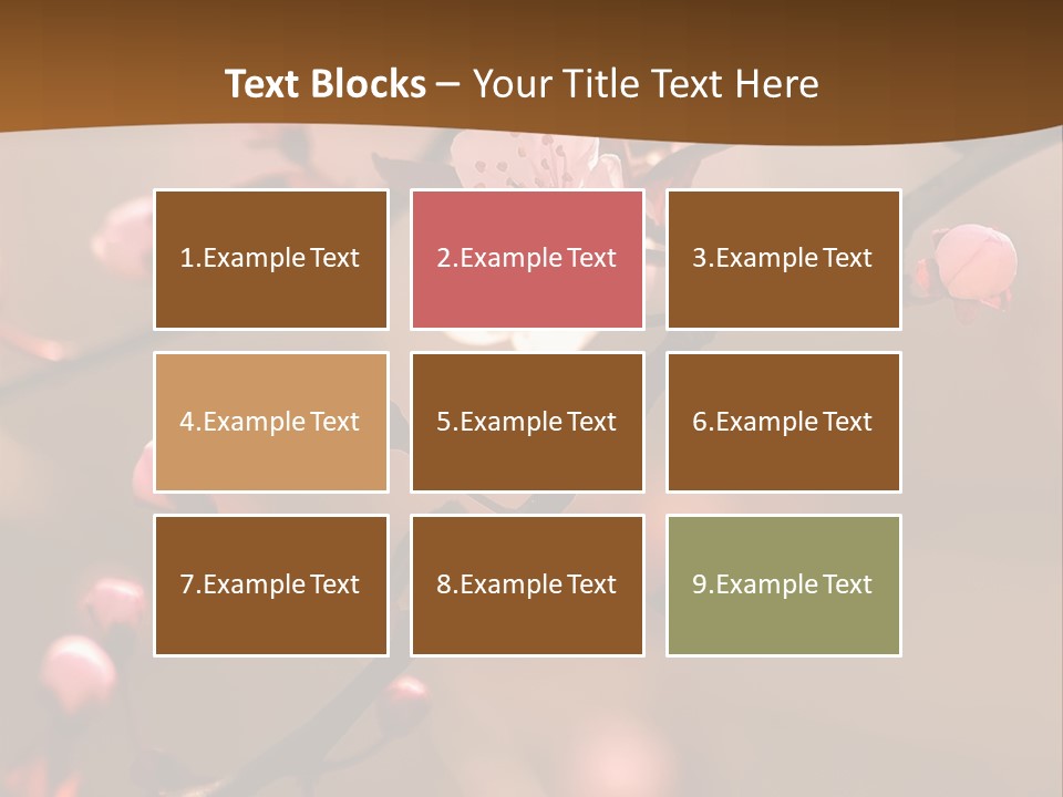 A Branch With Pink Flowers On It With A Brown Background PowerPoint Template