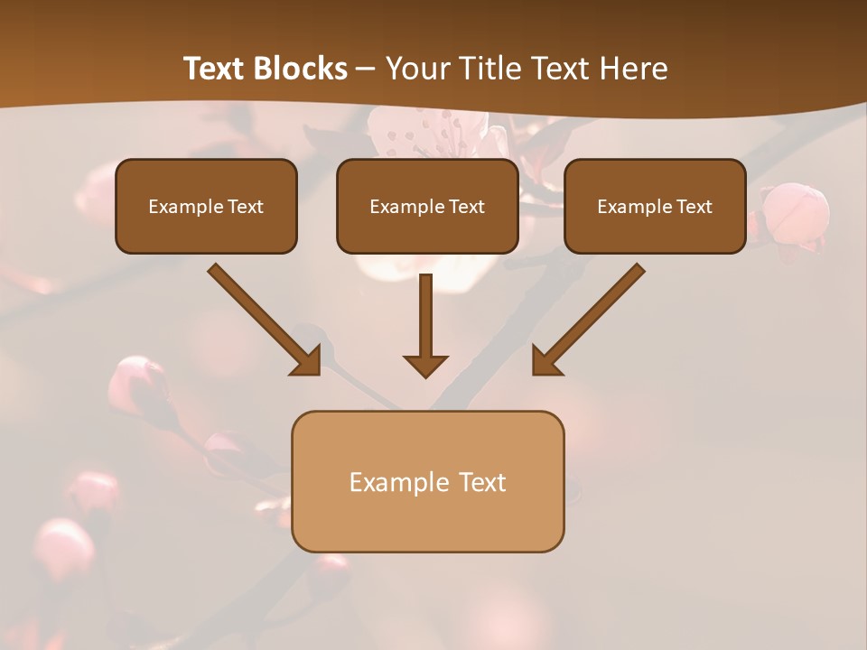 A Branch With Pink Flowers On It With A Brown Background PowerPoint Template