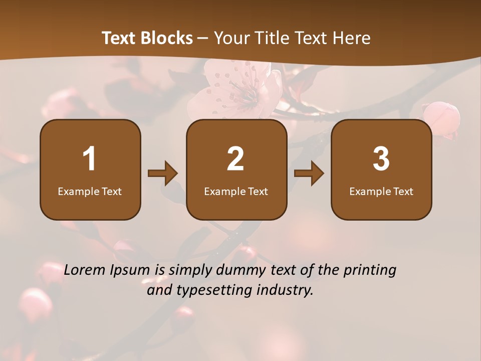 A Branch With Pink Flowers On It With A Brown Background PowerPoint Template