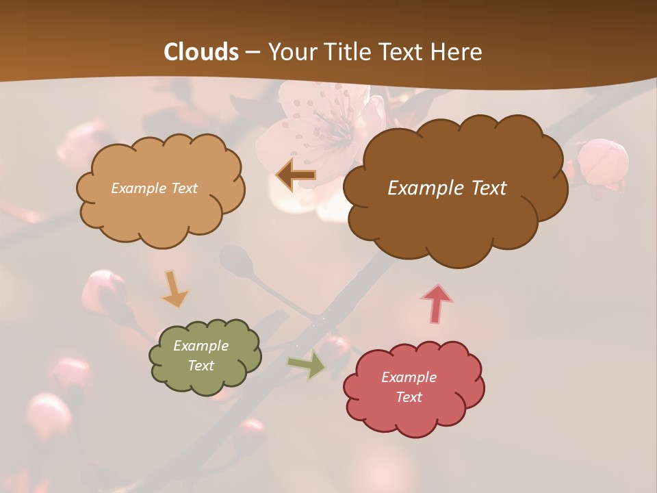 A Branch With Pink Flowers On It With A Brown Background PowerPoint Template