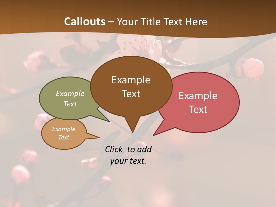 A Branch With Pink Flowers On It With A Brown Background PowerPoint Template