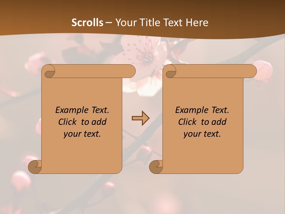 A Branch With Pink Flowers On It With A Brown Background PowerPoint Template