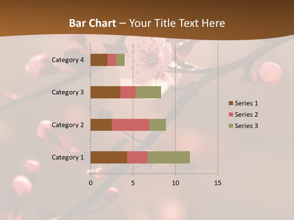 A Branch With Pink Flowers On It With A Brown Background PowerPoint Template