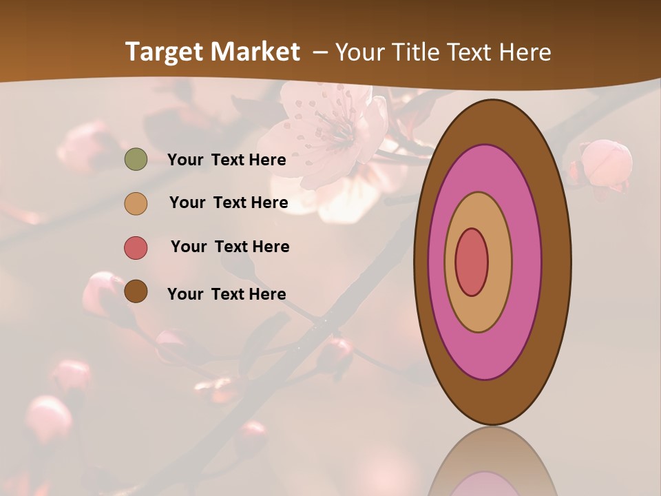 A Branch With Pink Flowers On It With A Brown Background PowerPoint Template