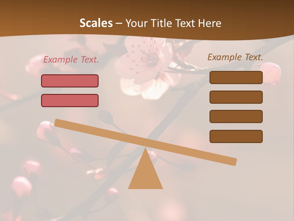 A Branch With Pink Flowers On It With A Brown Background PowerPoint Template