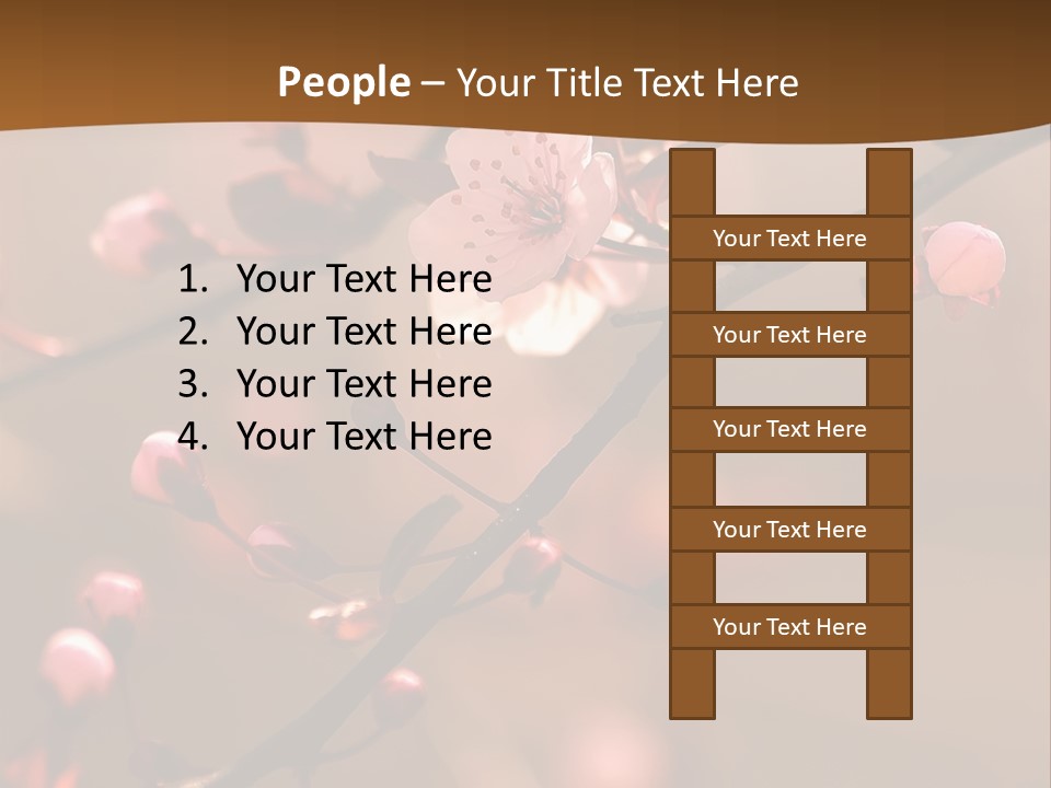 A Branch With Pink Flowers On It With A Brown Background PowerPoint Template