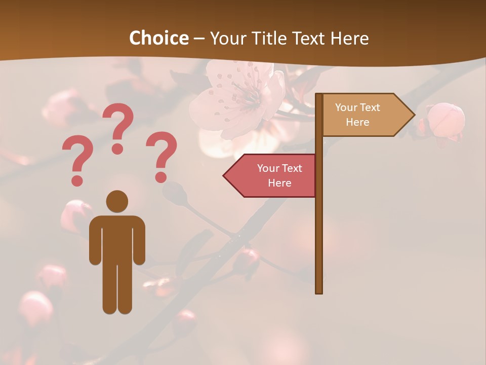 A Branch With Pink Flowers On It With A Brown Background PowerPoint Template