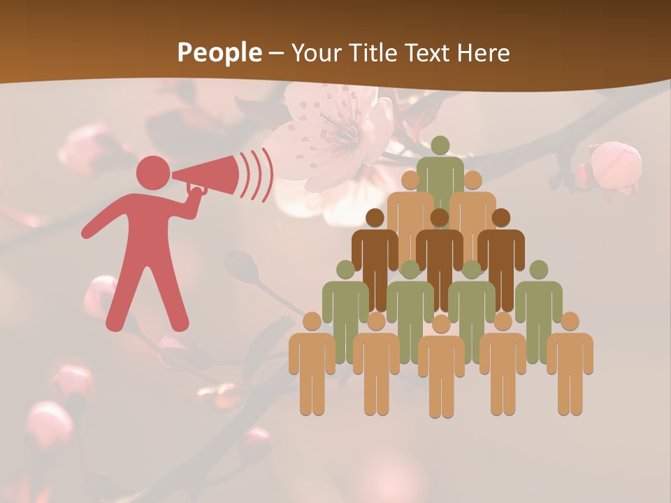 A Branch With Pink Flowers On It With A Brown Background PowerPoint Template