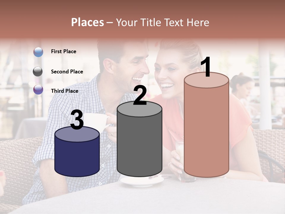 A Man And Woman Sitting At A Table Drinking Coffee PowerPoint Template