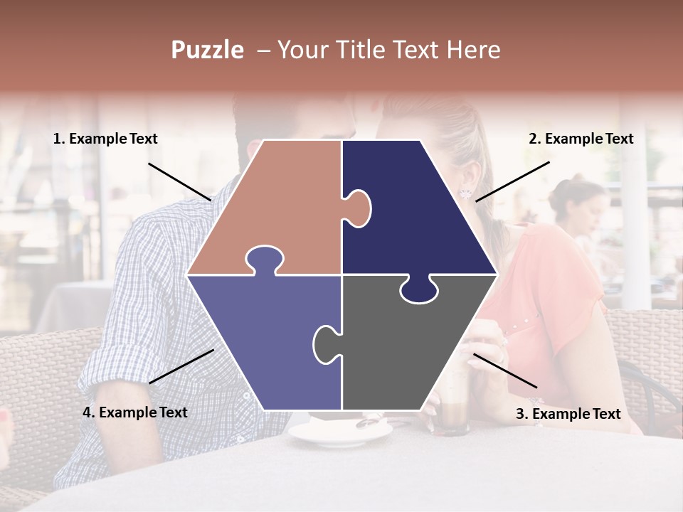 A Man And Woman Sitting At A Table Drinking Coffee PowerPoint Template