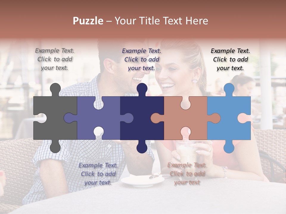 A Man And Woman Sitting At A Table Drinking Coffee PowerPoint Template