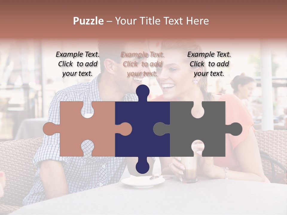 A Man And Woman Sitting At A Table Drinking Coffee PowerPoint Template