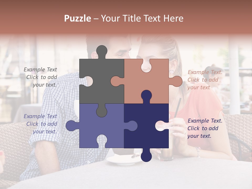 A Man And Woman Sitting At A Table Drinking Coffee PowerPoint Template