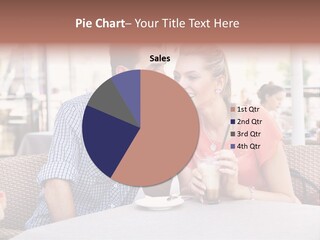 A Man And Woman Sitting At A Table Drinking Coffee PowerPoint Template