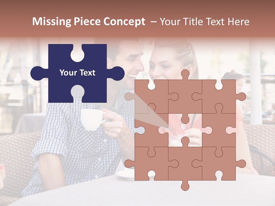 A Man And Woman Sitting At A Table Drinking Coffee PowerPoint Template