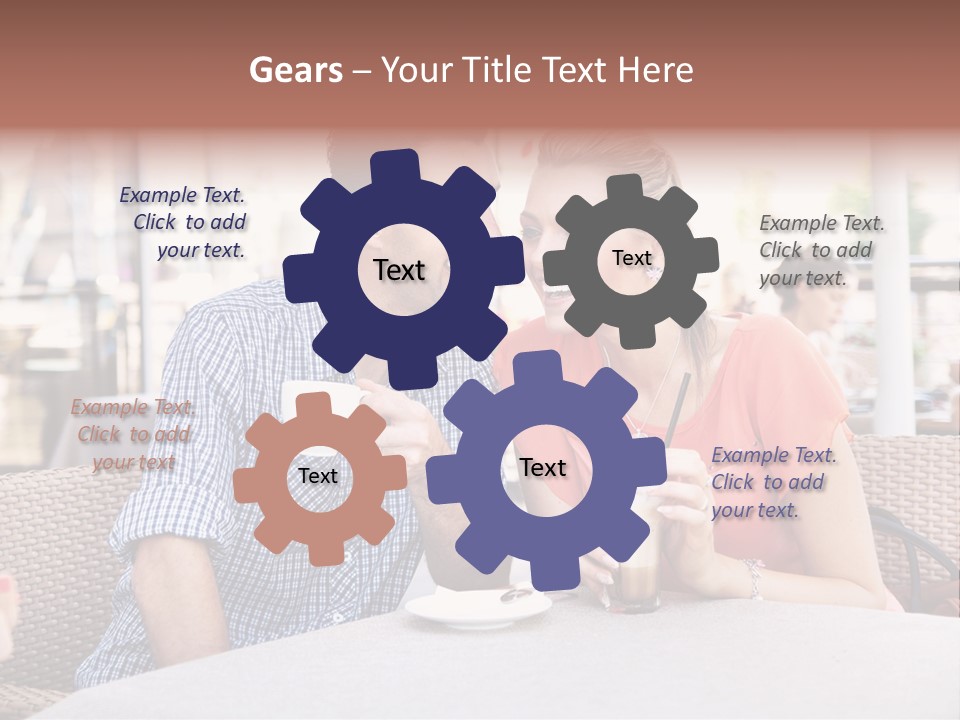 A Man And Woman Sitting At A Table Drinking Coffee PowerPoint Template