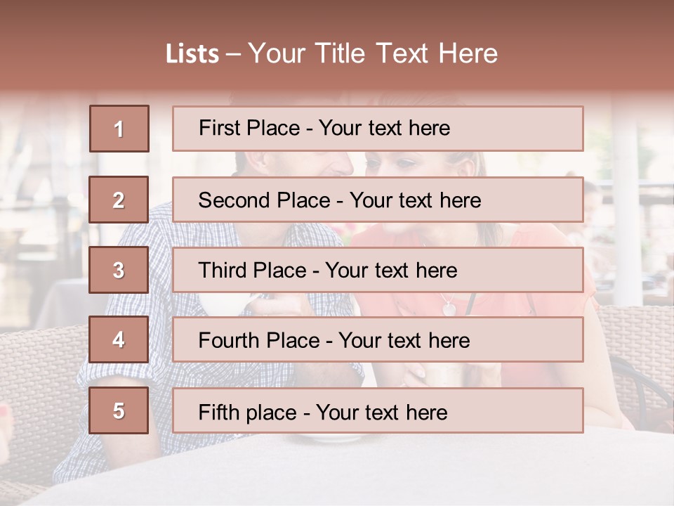 A Man And Woman Sitting At A Table Drinking Coffee PowerPoint Template