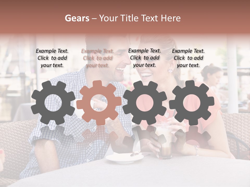 A Man And Woman Sitting At A Table Drinking Coffee PowerPoint Template