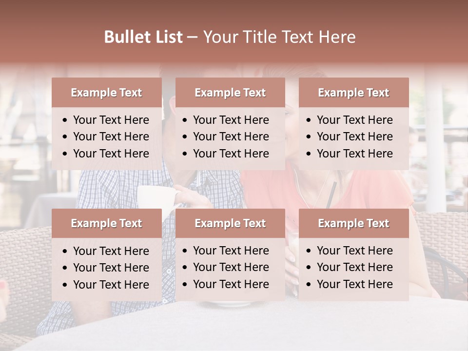 A Man And Woman Sitting At A Table Drinking Coffee PowerPoint Template