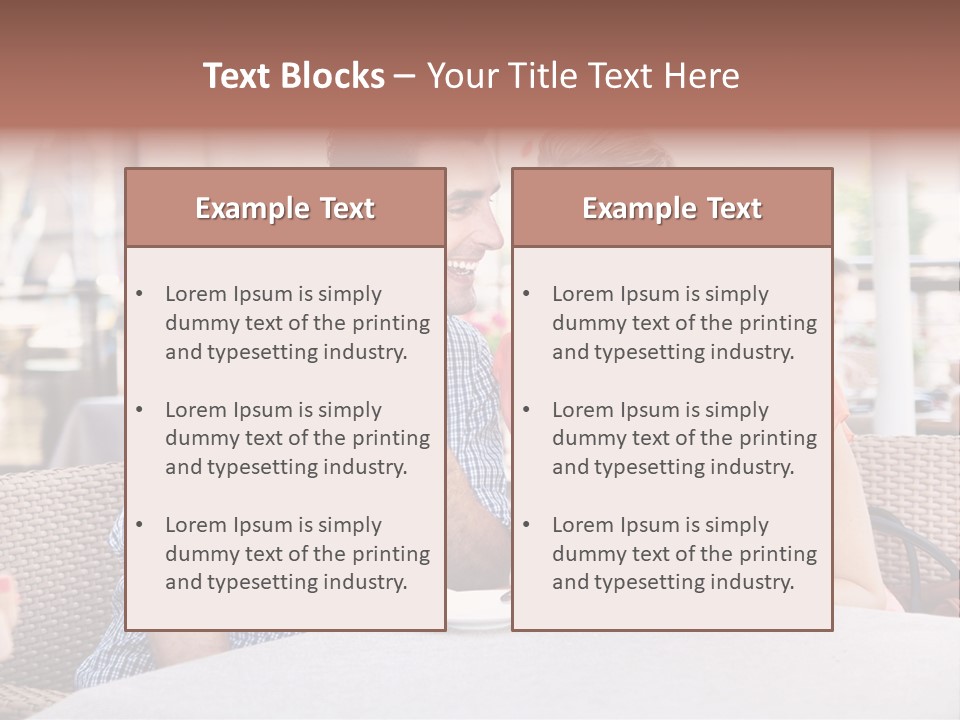 A Man And Woman Sitting At A Table Drinking Coffee PowerPoint Template