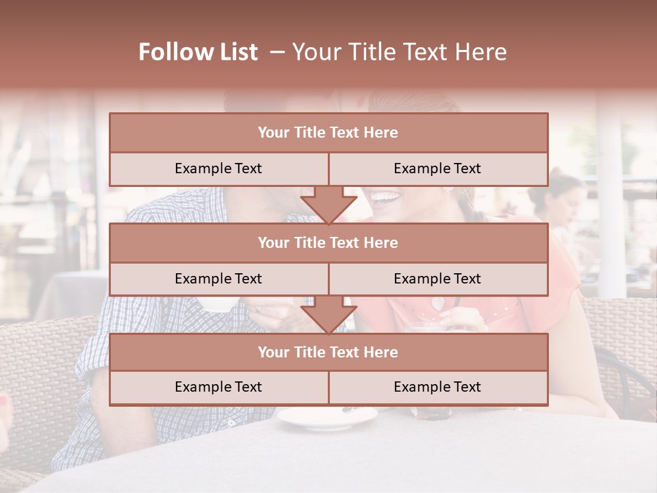 A Man And Woman Sitting At A Table Drinking Coffee PowerPoint Template