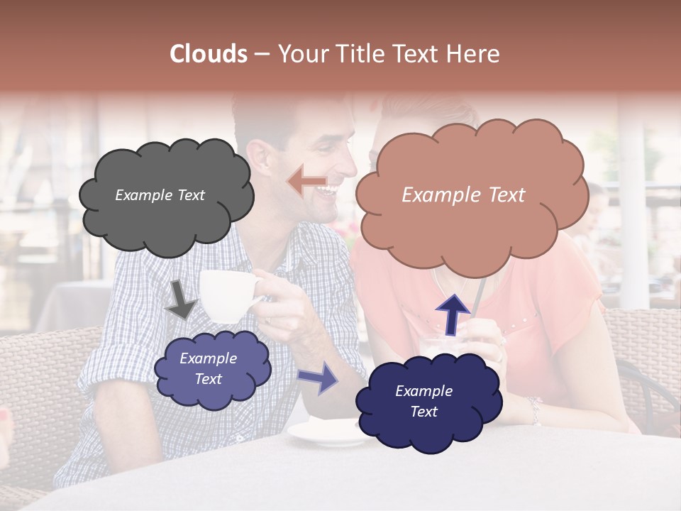 A Man And Woman Sitting At A Table Drinking Coffee PowerPoint Template