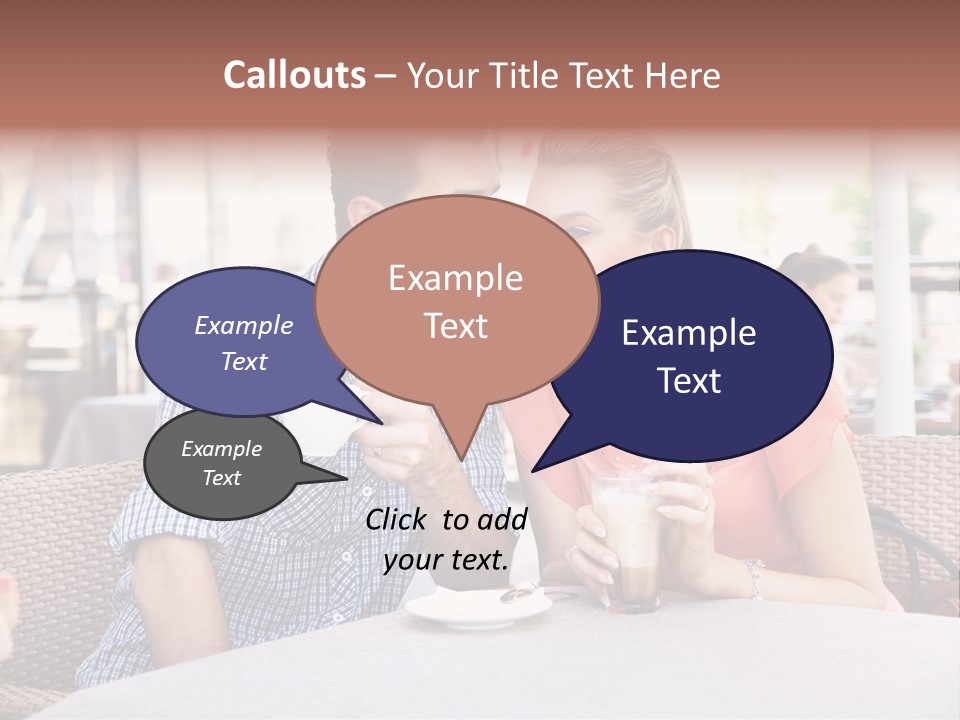 A Man And Woman Sitting At A Table Drinking Coffee PowerPoint Template