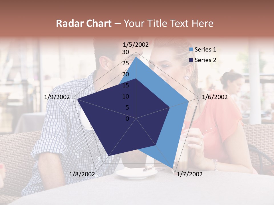 A Man And Woman Sitting At A Table Drinking Coffee PowerPoint Template