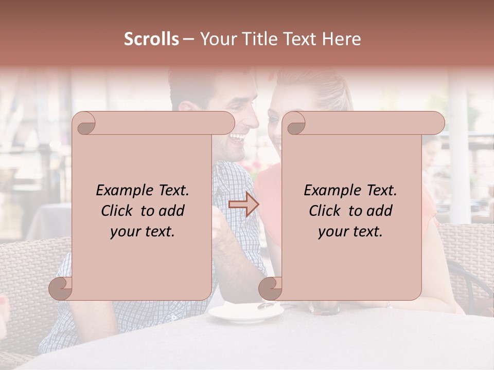 A Man And Woman Sitting At A Table Drinking Coffee PowerPoint Template