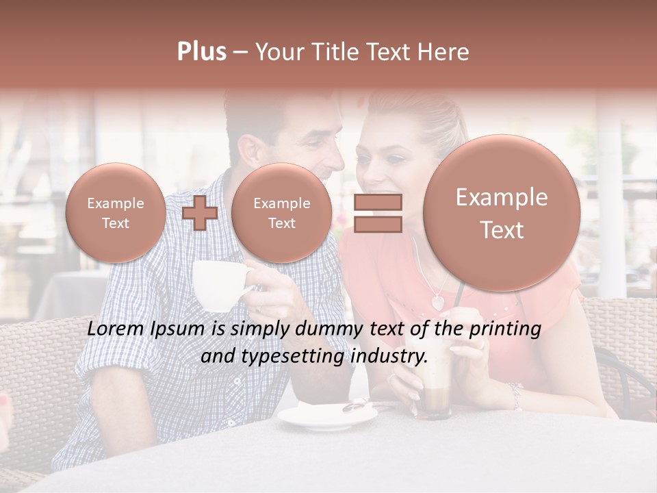 A Man And Woman Sitting At A Table Drinking Coffee PowerPoint Template