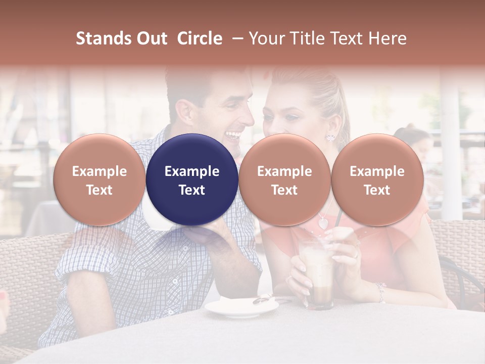 A Man And Woman Sitting At A Table Drinking Coffee PowerPoint Template