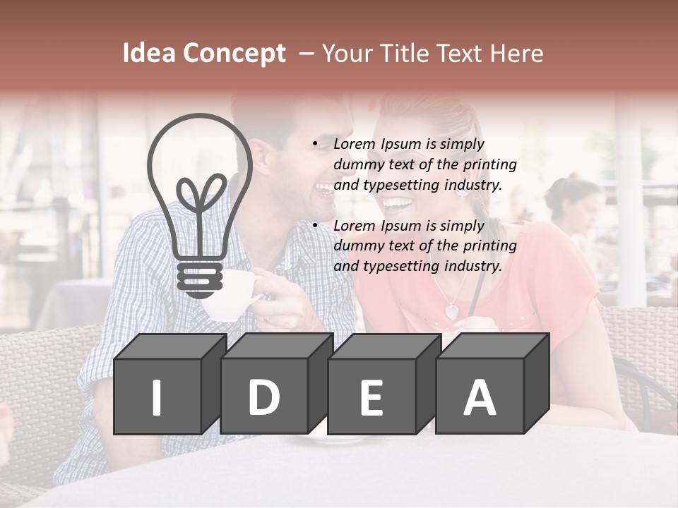 A Man And Woman Sitting At A Table Drinking Coffee PowerPoint Template