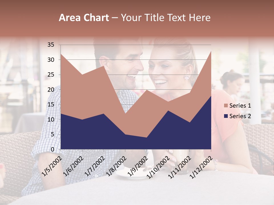 A Man And Woman Sitting At A Table Drinking Coffee PowerPoint Template