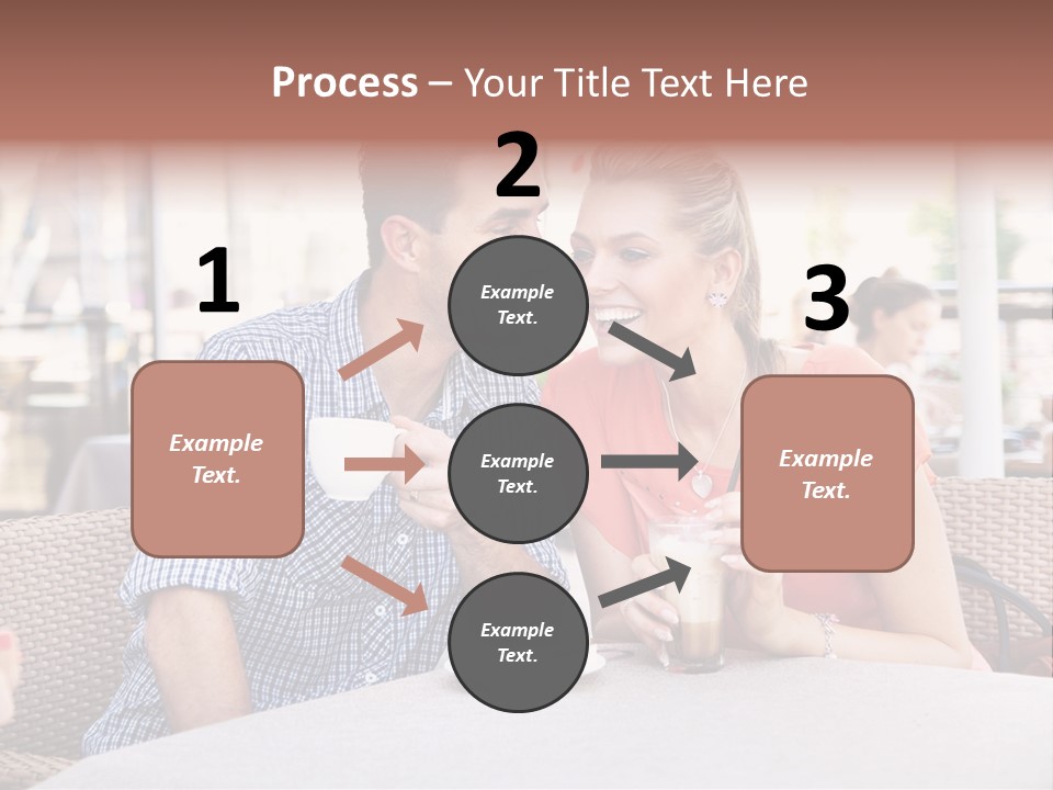A Man And Woman Sitting At A Table Drinking Coffee PowerPoint Template