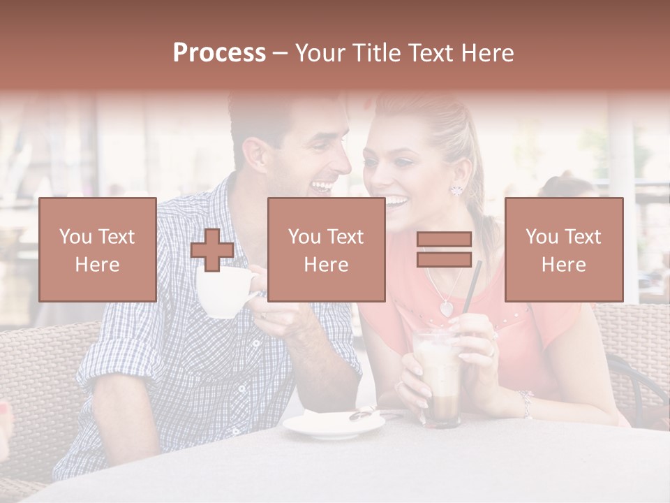 A Man And Woman Sitting At A Table Drinking Coffee PowerPoint Template