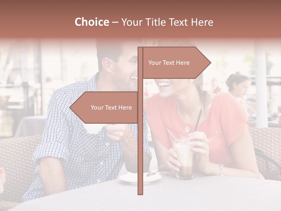 A Man And Woman Sitting At A Table Drinking Coffee PowerPoint Template