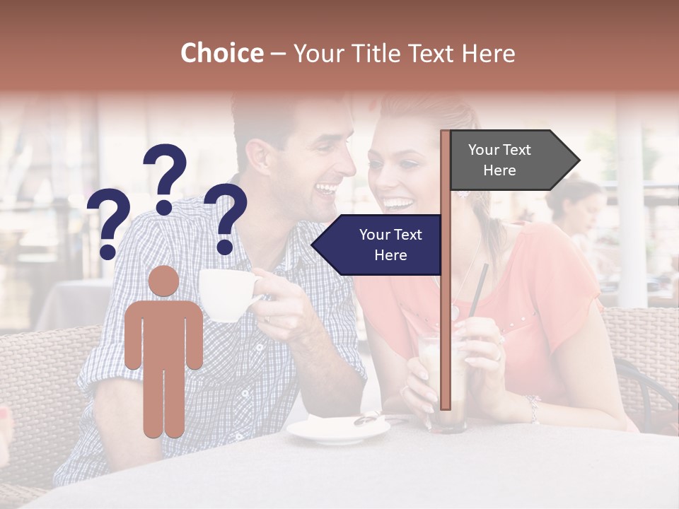 A Man And Woman Sitting At A Table Drinking Coffee PowerPoint Template