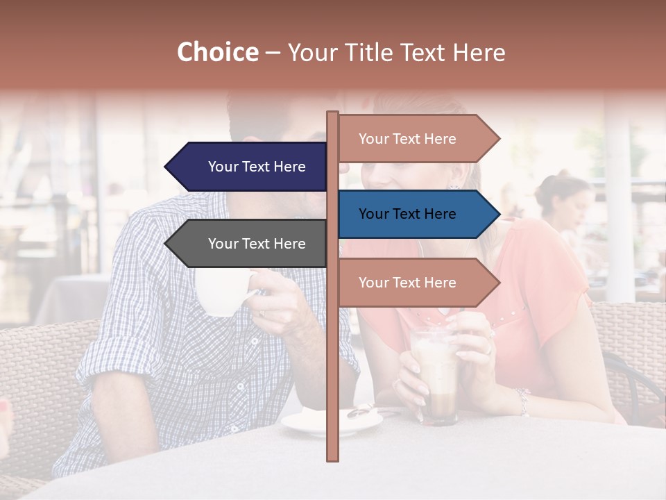 A Man And Woman Sitting At A Table Drinking Coffee PowerPoint Template