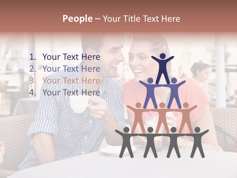 A Man And Woman Sitting At A Table Drinking Coffee PowerPoint Template