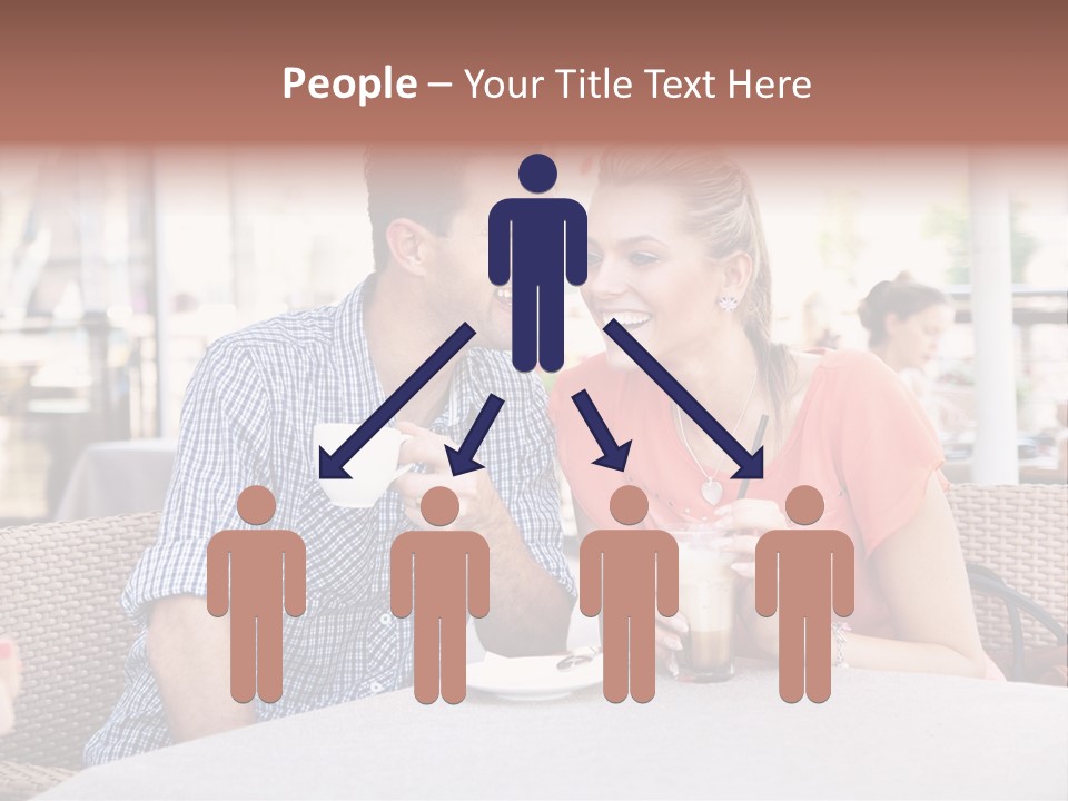 A Man And Woman Sitting At A Table Drinking Coffee PowerPoint Template