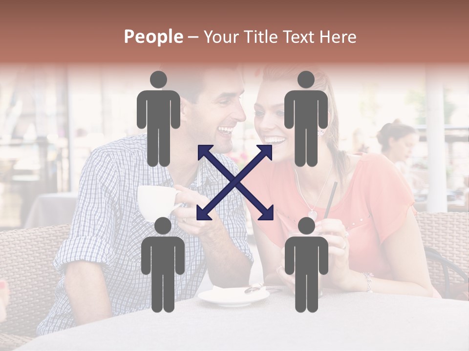 A Man And Woman Sitting At A Table Drinking Coffee PowerPoint Template