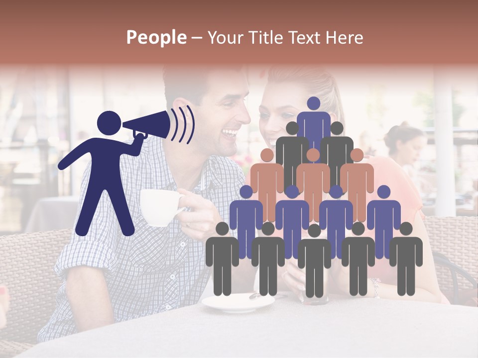 A Man And Woman Sitting At A Table Drinking Coffee PowerPoint Template