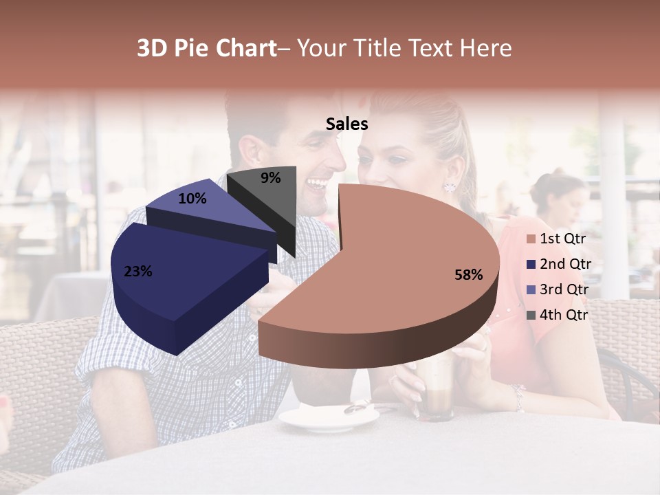 A Man And Woman Sitting At A Table Drinking Coffee PowerPoint Template