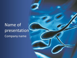 A Blue Brochure With An Image Of A Cell PowerPoint Template