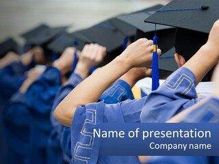 A Group Of People In Graduation Caps And Gowns PowerPoint Template