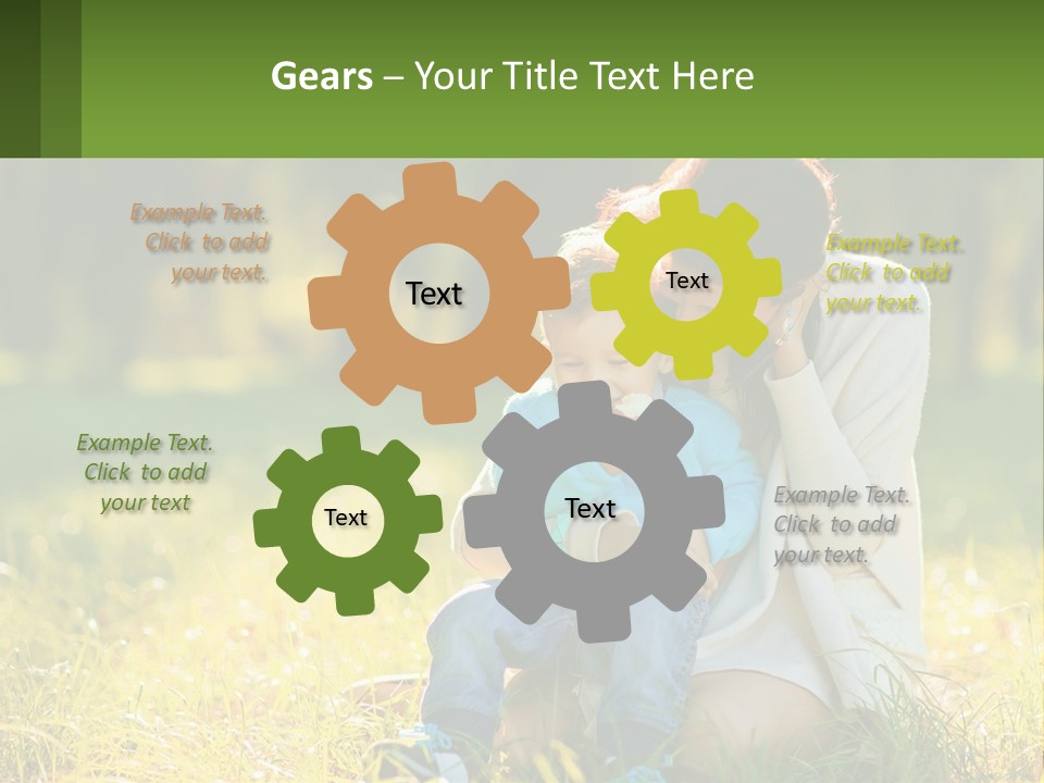 A Woman Holding A Baby In A Field Of Grass PowerPoint Template